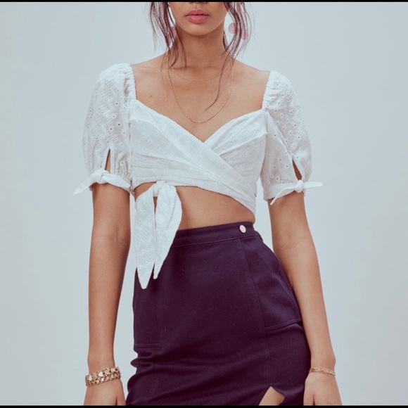 For Love and Lemons Charlotte Eyelet Wrap Top - Picture 2 of 4